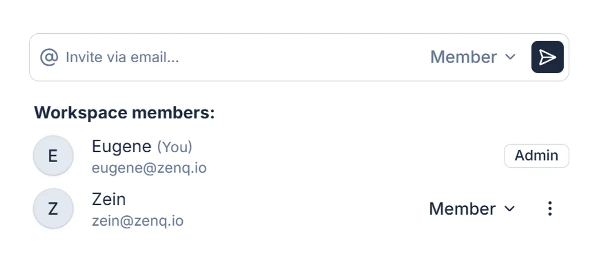 Zenq workspace mamebers management
